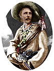 Karl May in Old Shatterhand costume; rosette created from coloured costume photo of 1896.