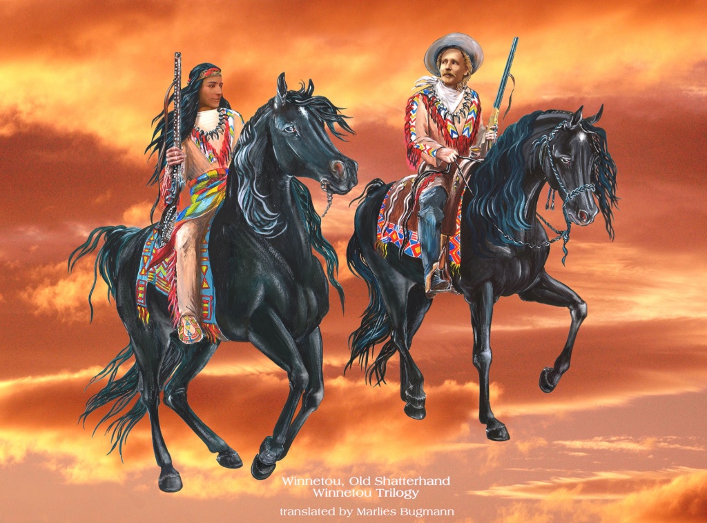 Winnetou and Old Shatterhand 'rider in the sky' design for the Complete Winnetou Trilogy hard cover